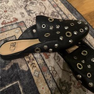 Gianni Bini Black Grommet Women's Mules